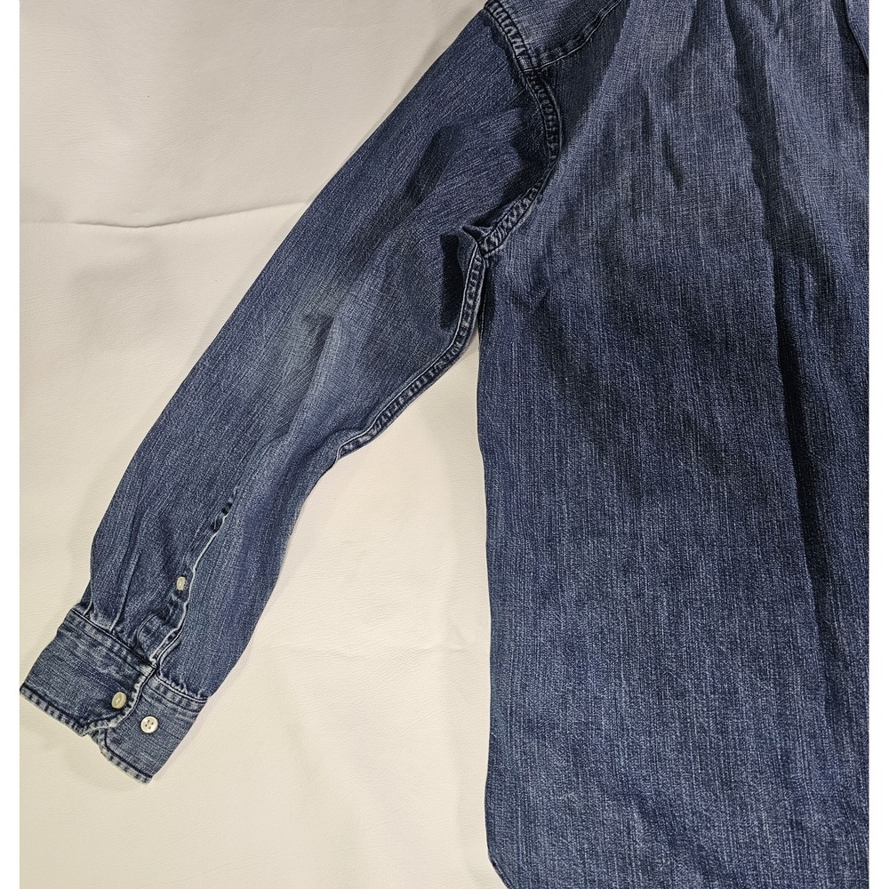 Tommy Hilfiger Denim Button Down Shirt Mens XL Blue Chambray Long Sleeve Classic - Picture 6 of 14
